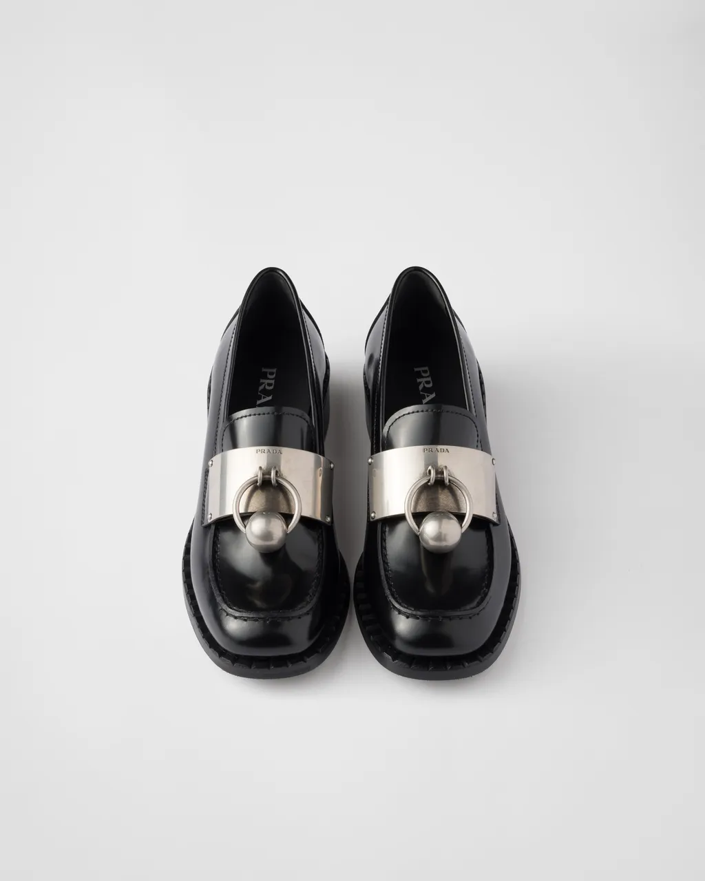 Brushed Leather Loafers With Metal Details