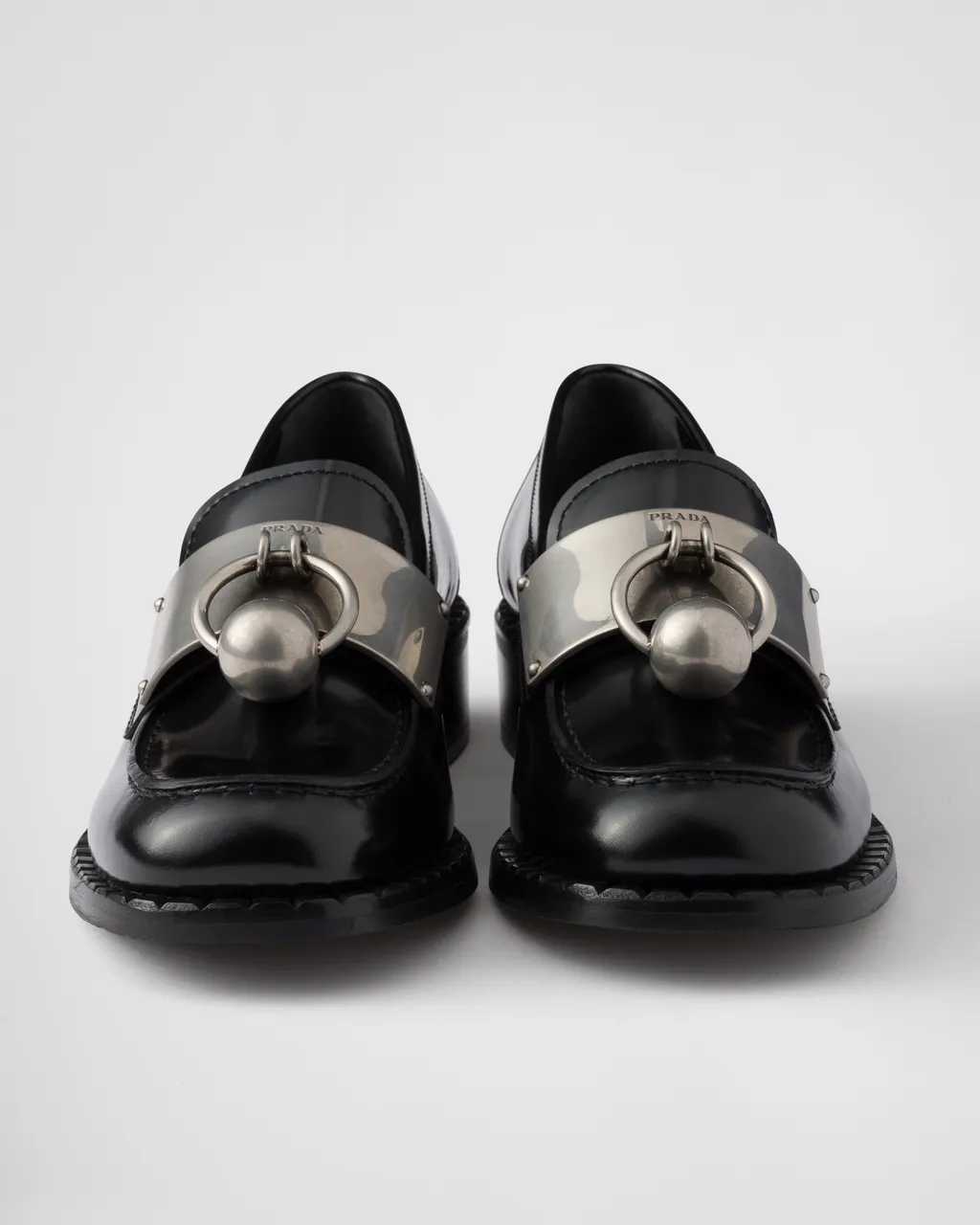 Brushed Leather Loafers With Metal Details