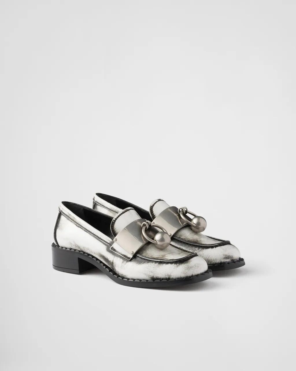 Brushed Leather Loafers With Metal Details