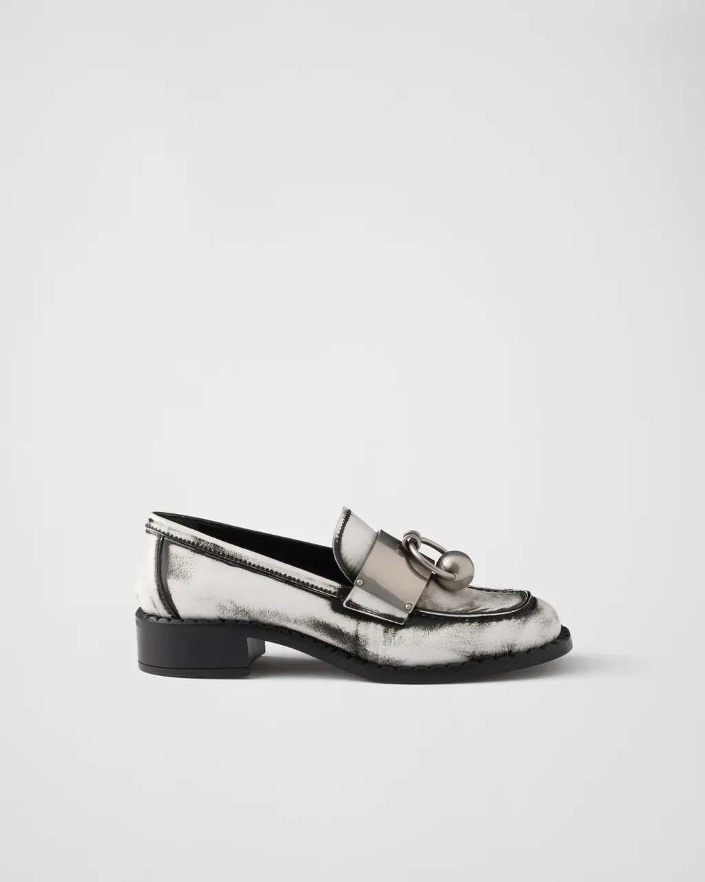 Brushed Leather Loafers With Metal Details