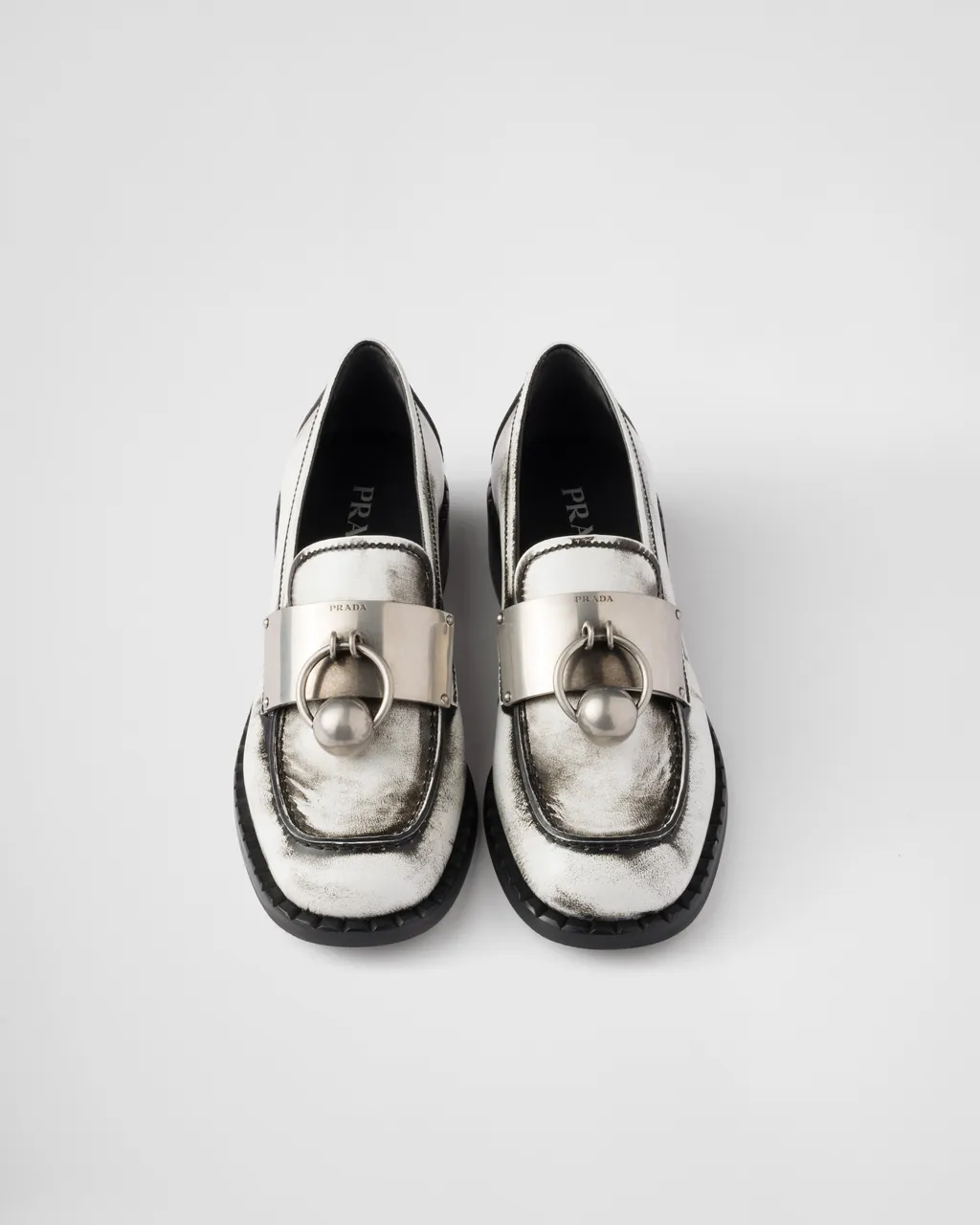 Brushed Leather Loafers With Metal Details