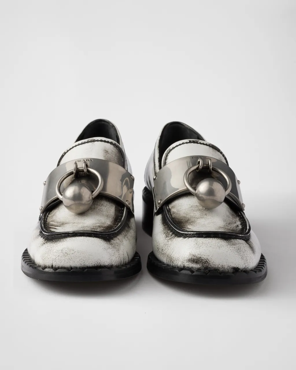 Brushed Leather Loafers With Metal Details