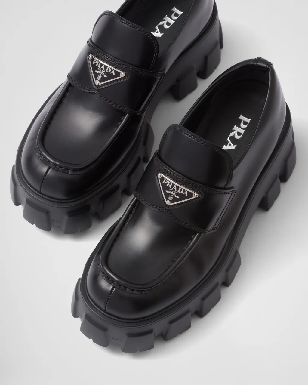 Brushed Leather Monolith Loafers