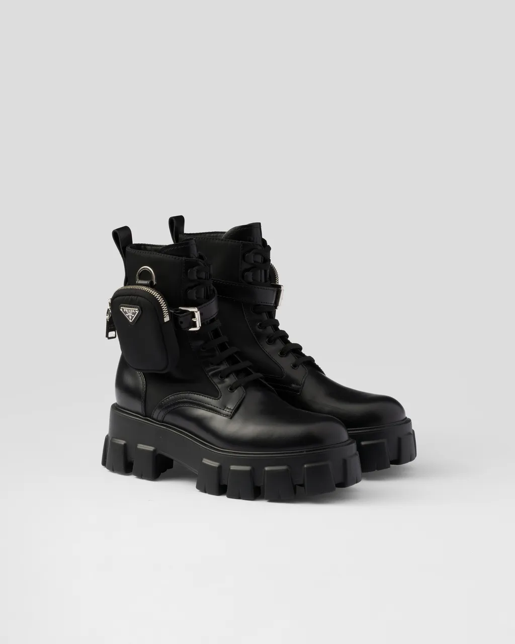 Monolith Leather And Re-Nylon Boots With Pouch