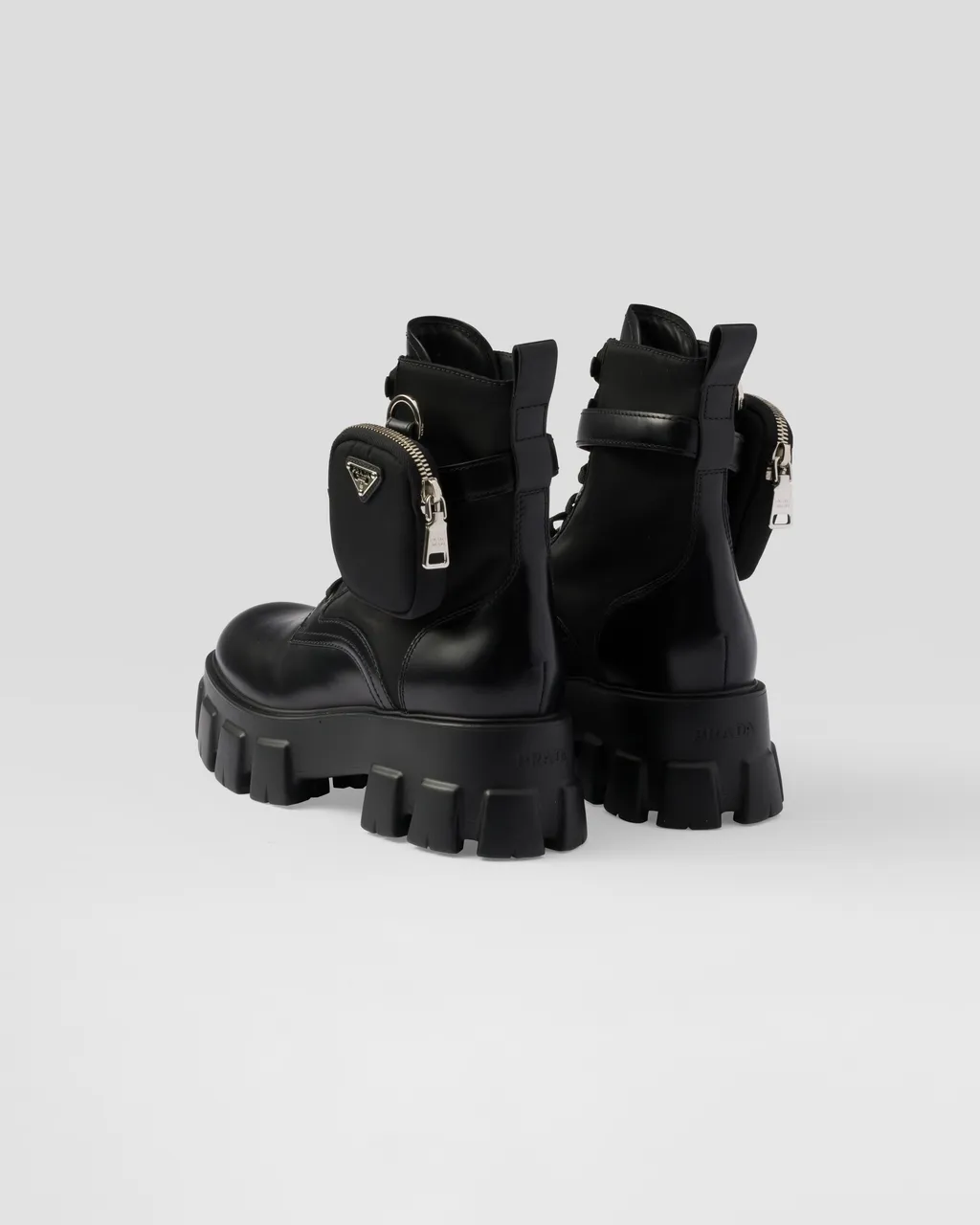 Monolith Leather And Re-Nylon Boots With Pouch