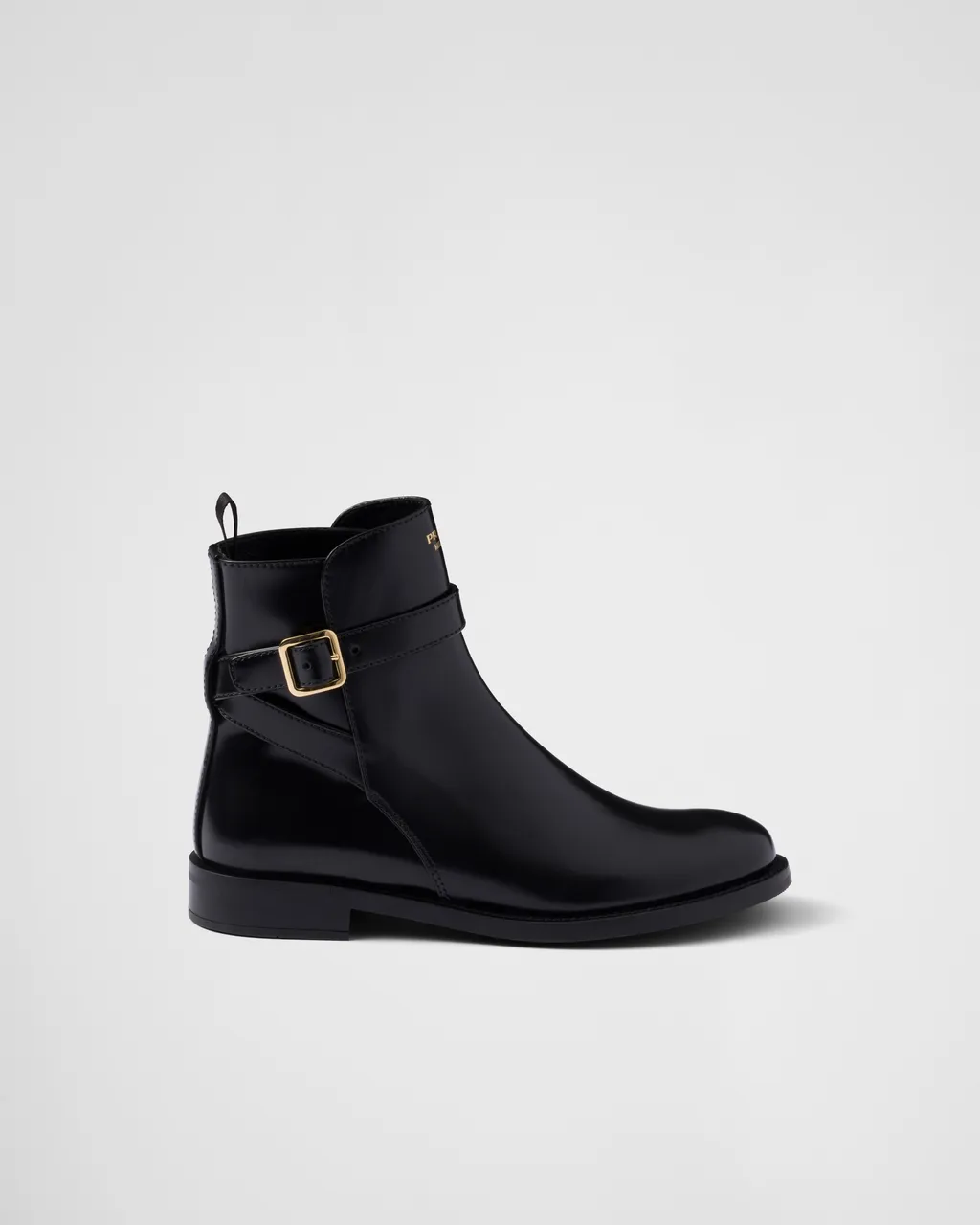Brushed Leather Ankle Boots With Strap