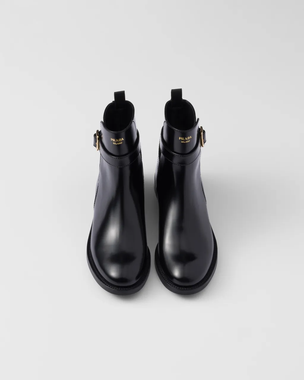Brushed Leather Ankle Boots With Strap
