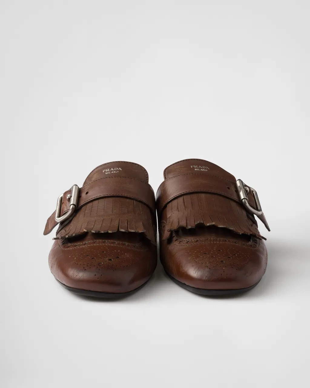 Shuffle Fringed Leather Mules
