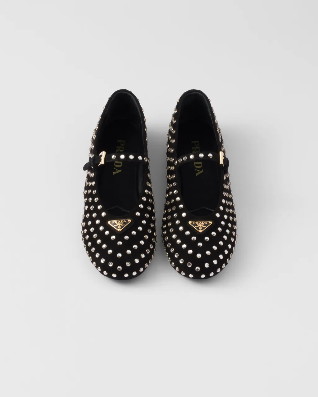Suede Ballerinas With Crystals