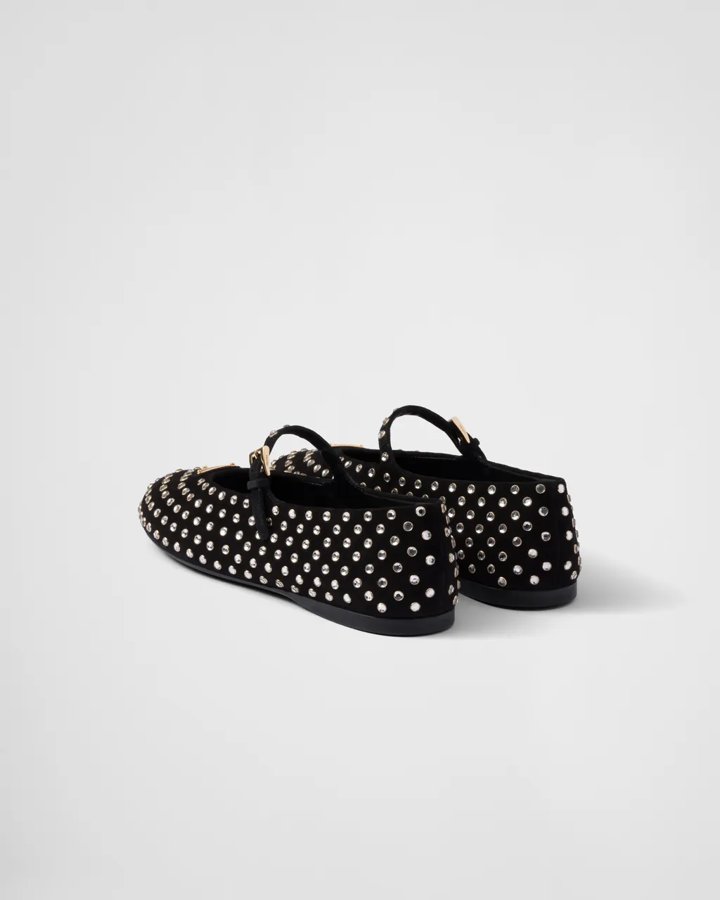 Suede Ballerinas With Crystals