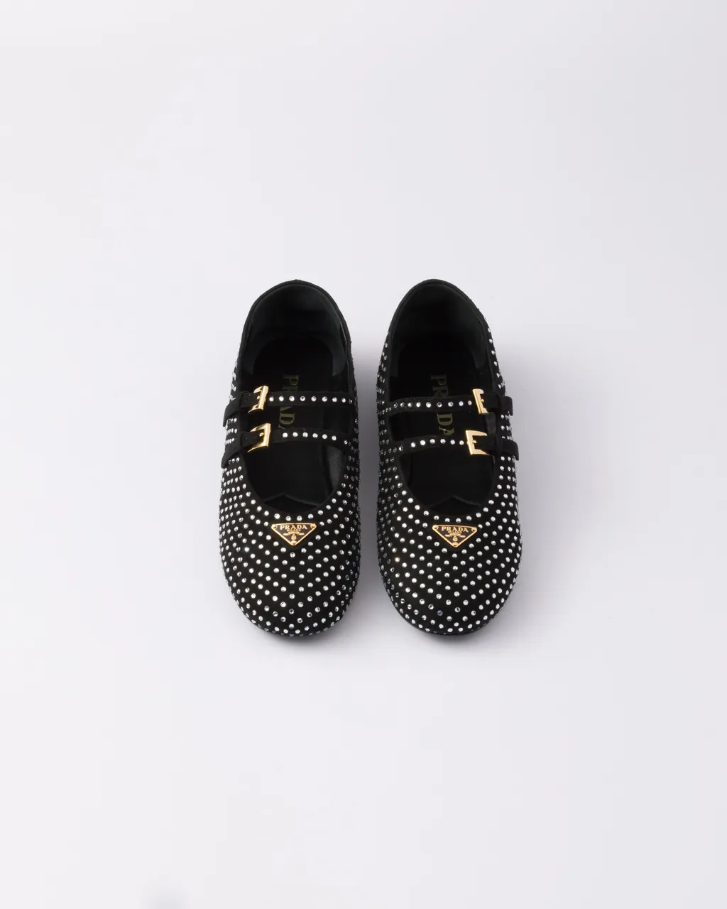 Suede Ballerinas With Crystals