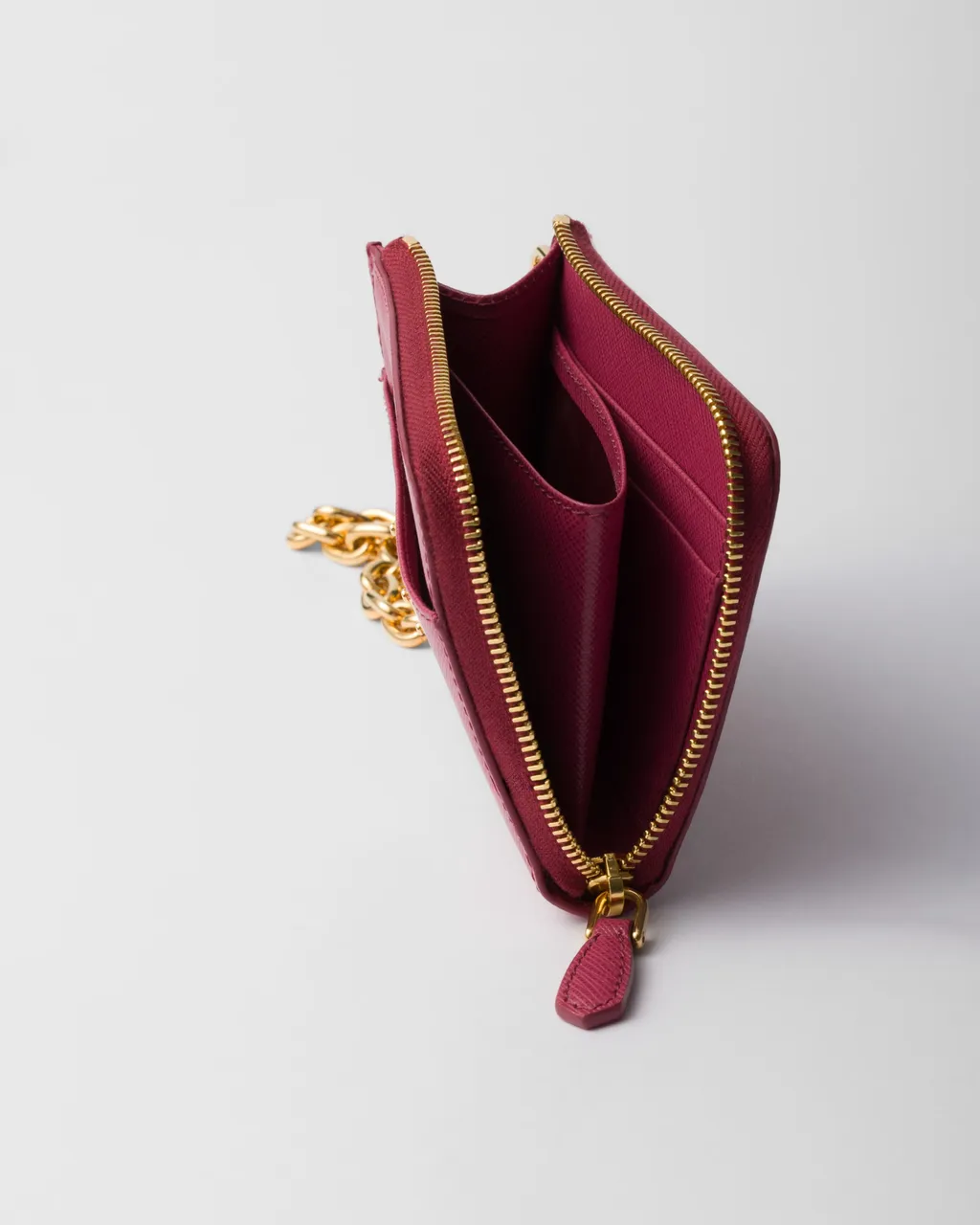 Small Saffiano Leather Zipper Wallet