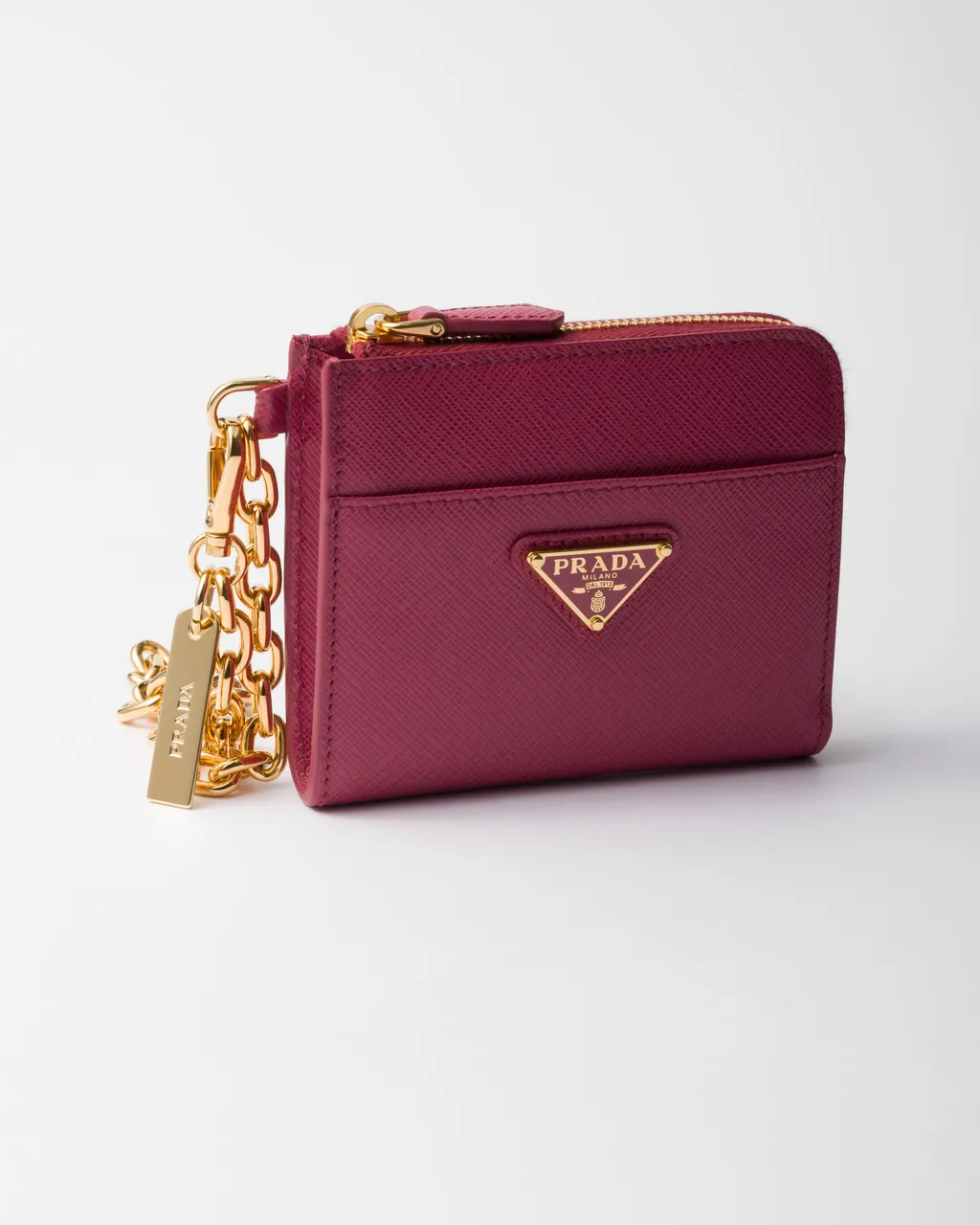 Small Saffiano Leather Zipper Wallet