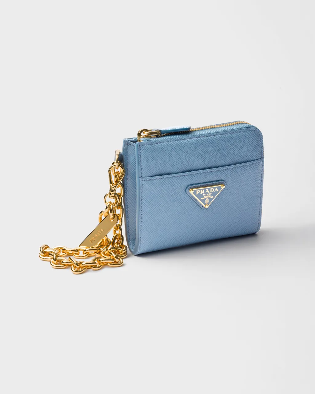 Small Saffiano Leather Zipper Wallet