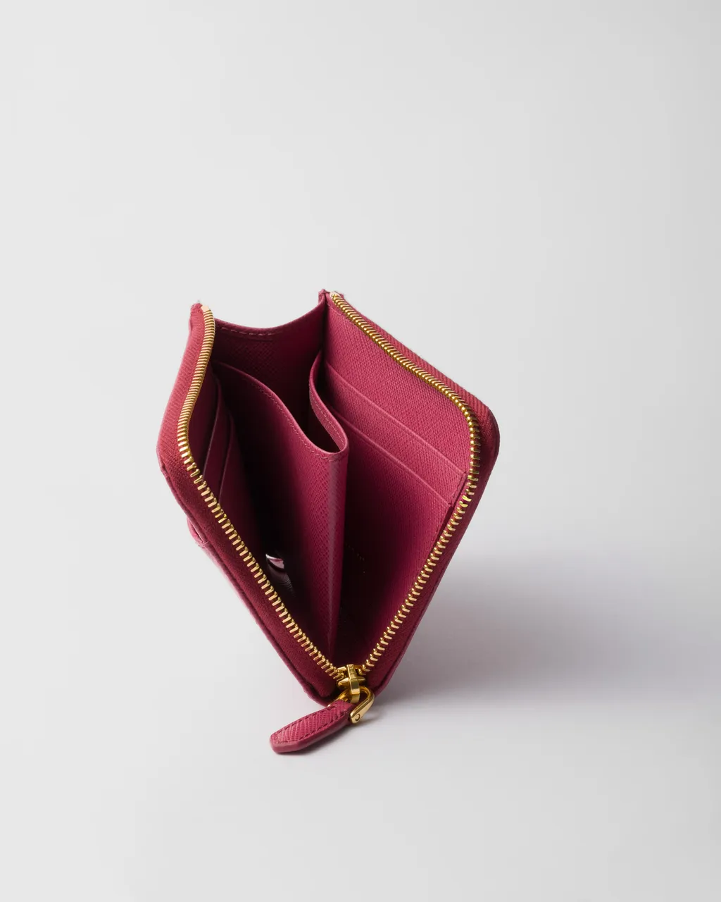 Small Saffiano Leather Zipper Wallet