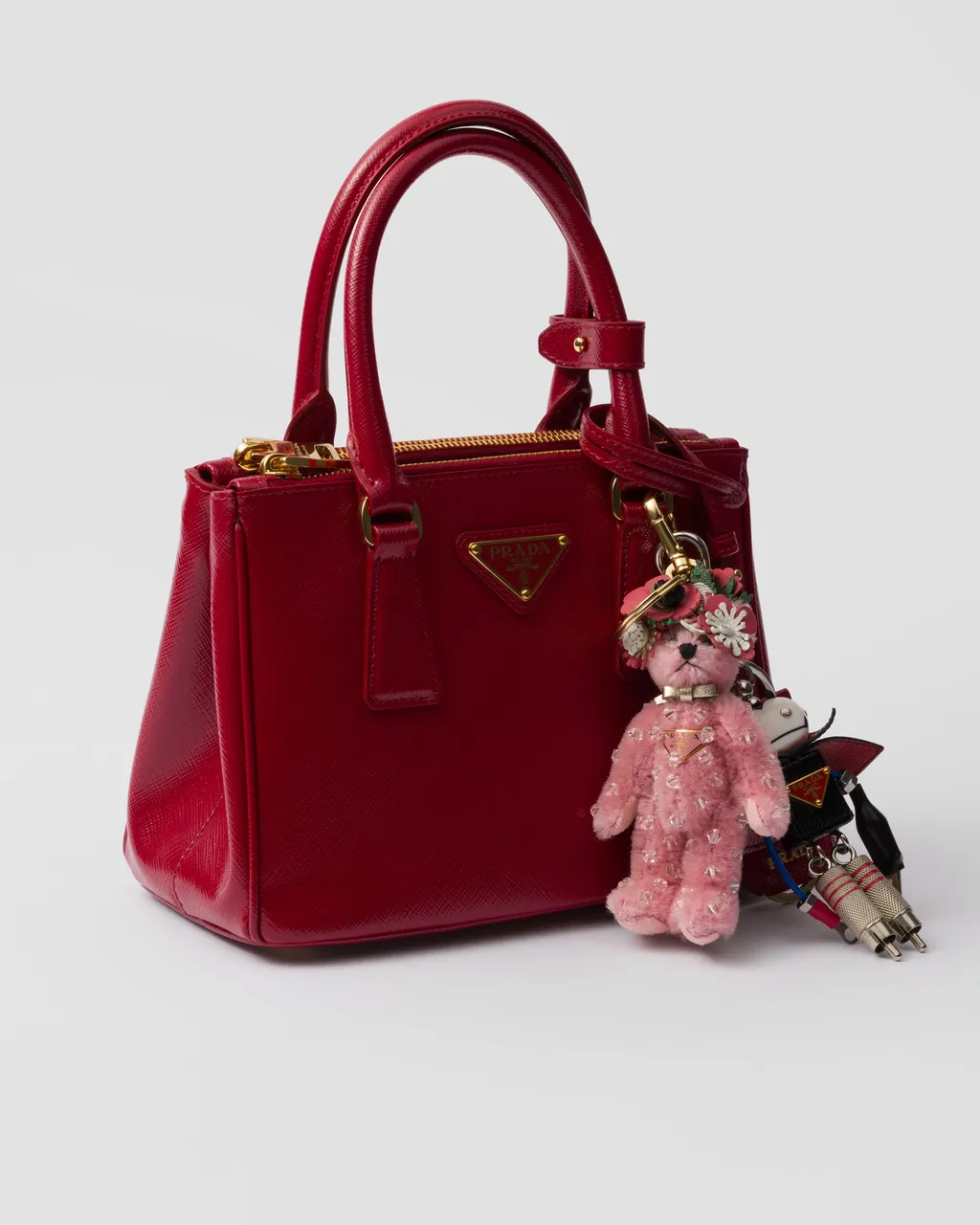 Teddy Bag Charm With Metal Ring