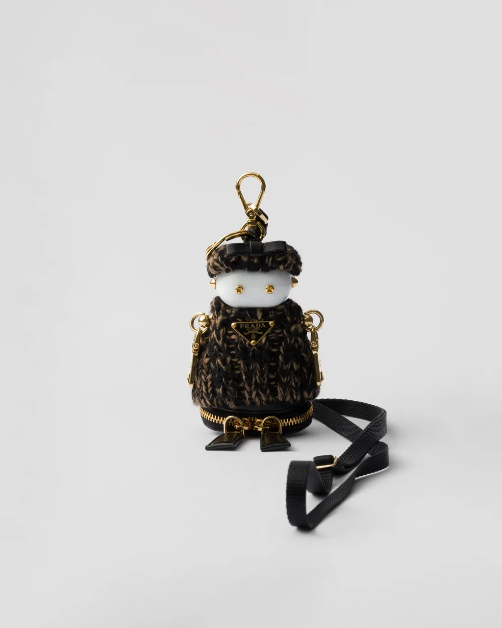 Soft Robot Knitted Bag Charm With Shoulder Strap