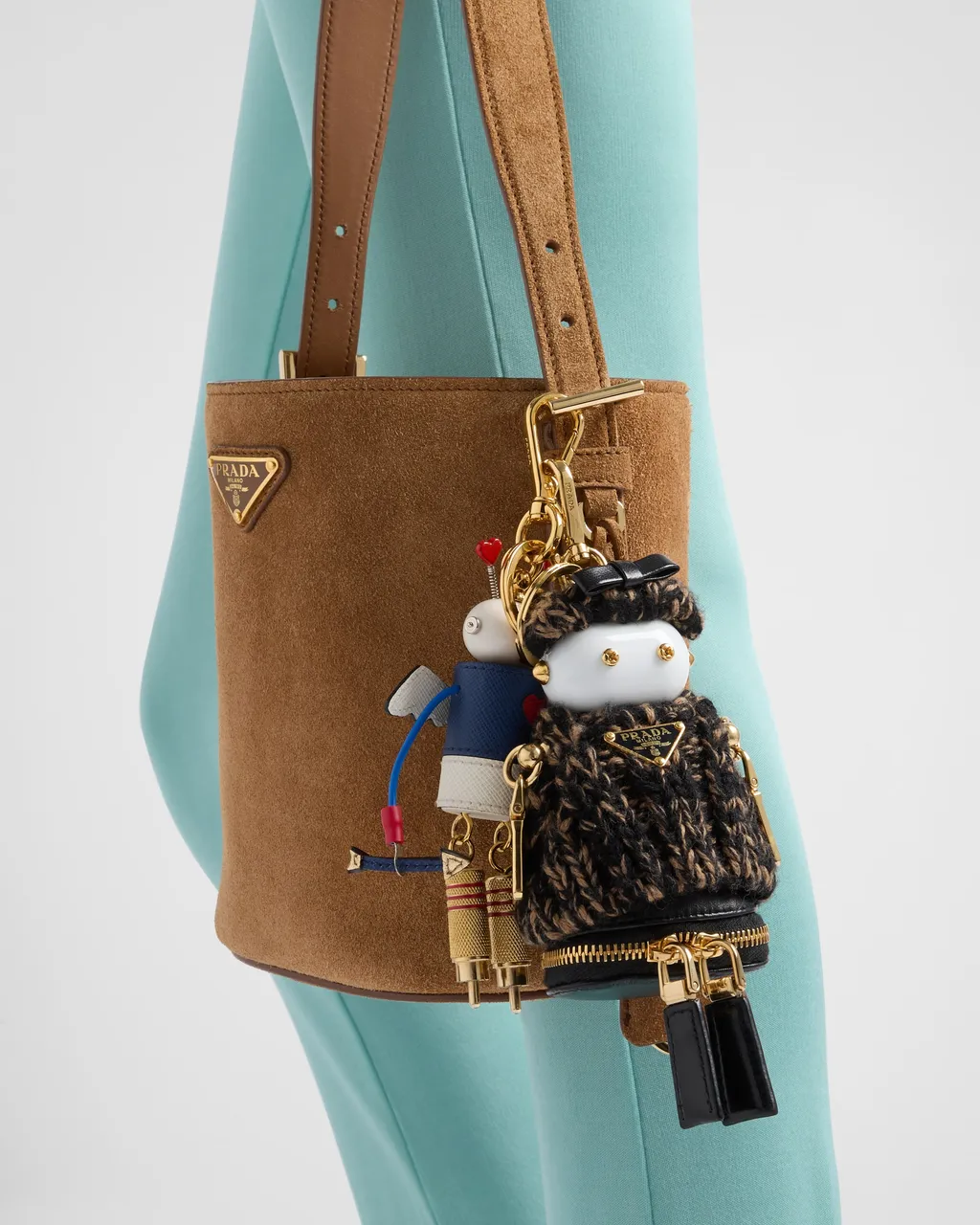 Soft Robot Knitted Bag Charm With Shoulder Strap