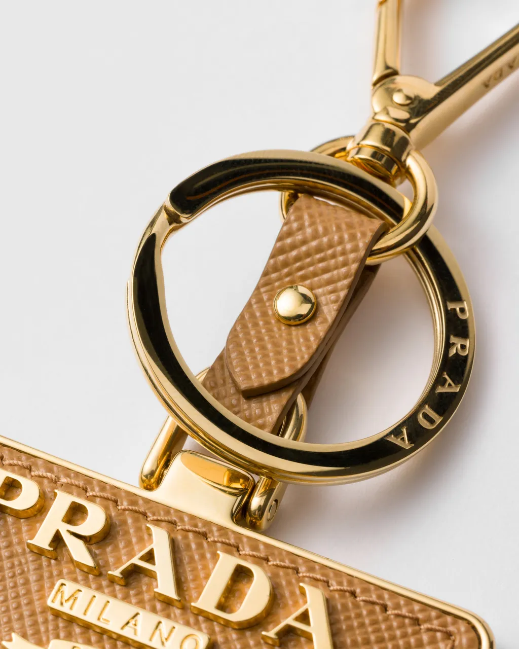 Saffiano Leather And Metal Keychain