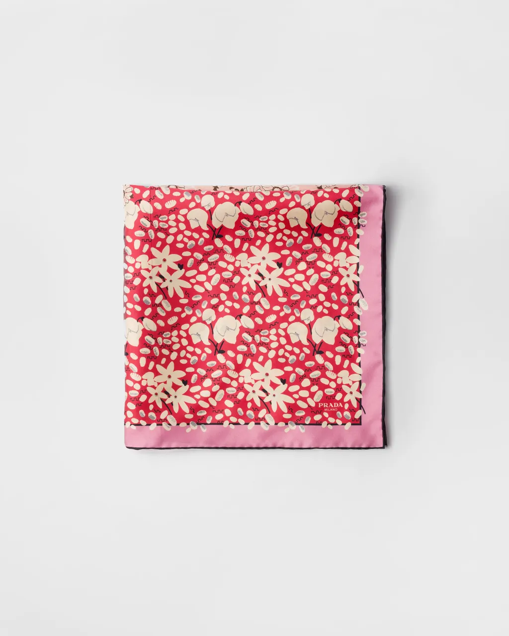 Printed Silk Twill Scarf, 55 X 55 Cm