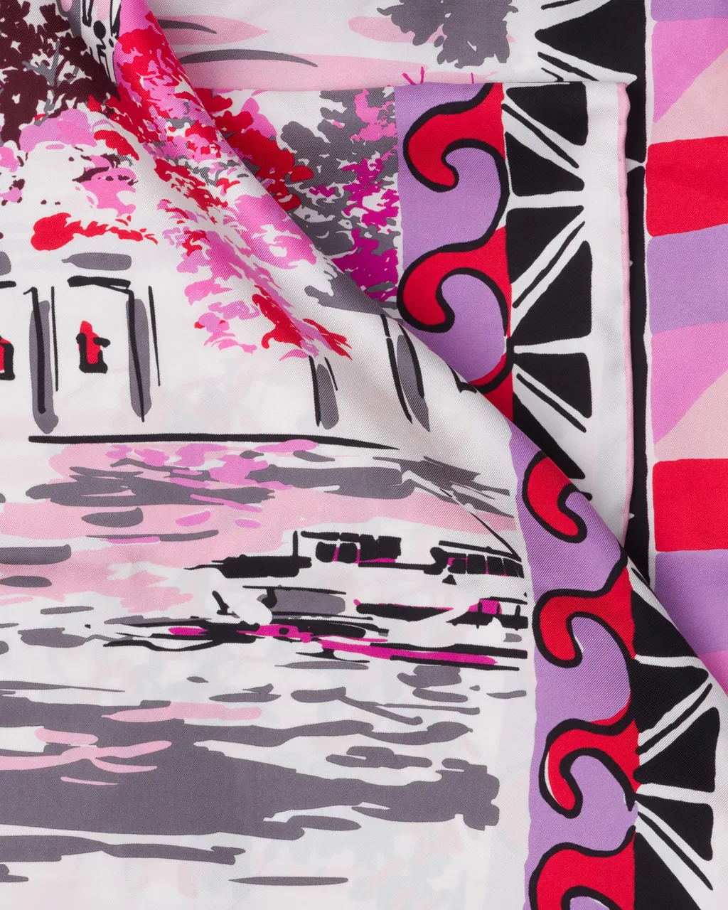 Pittoresque Paris Printed Silk Foulard 90X90