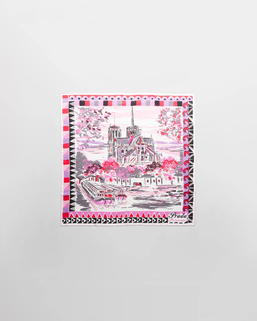 Pittoresque Paris Printed Silk Foulard 90X90