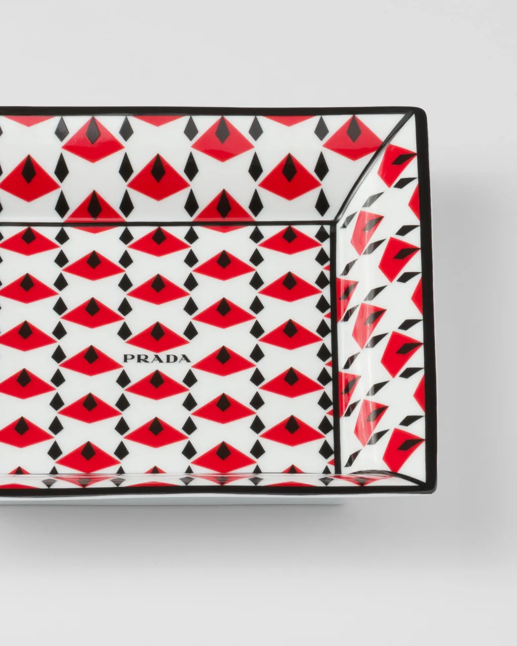 Large Square Porcelain Catchall Tray - Vienna Red