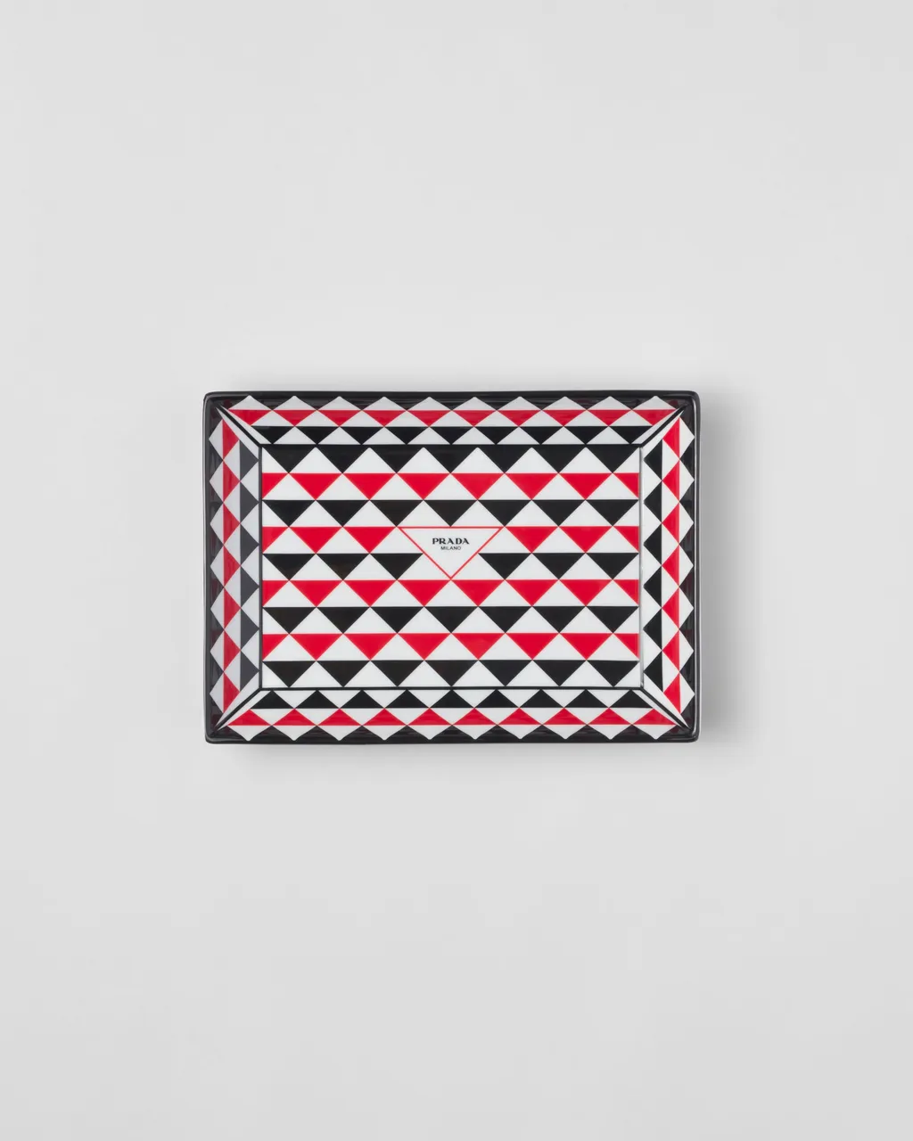 Large Rectangular Porcelain Catchall Tray - Triangles