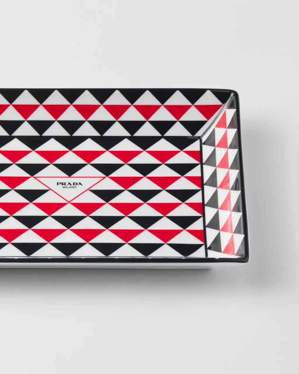Large Rectangular Porcelain Catchall Tray - Triangles