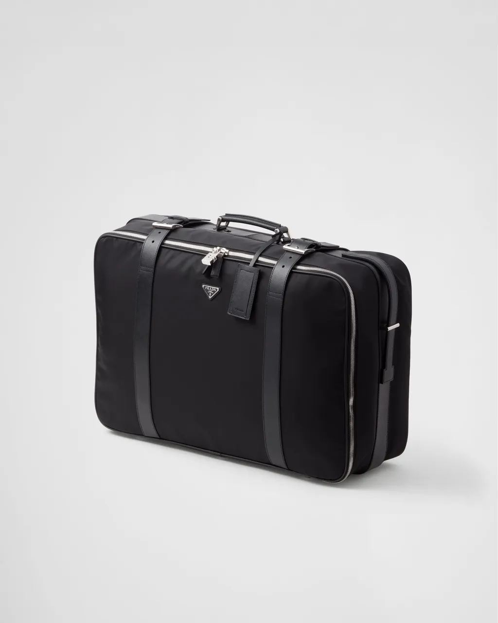 Small Re-Nylon And Saffiano Leather Suitcase