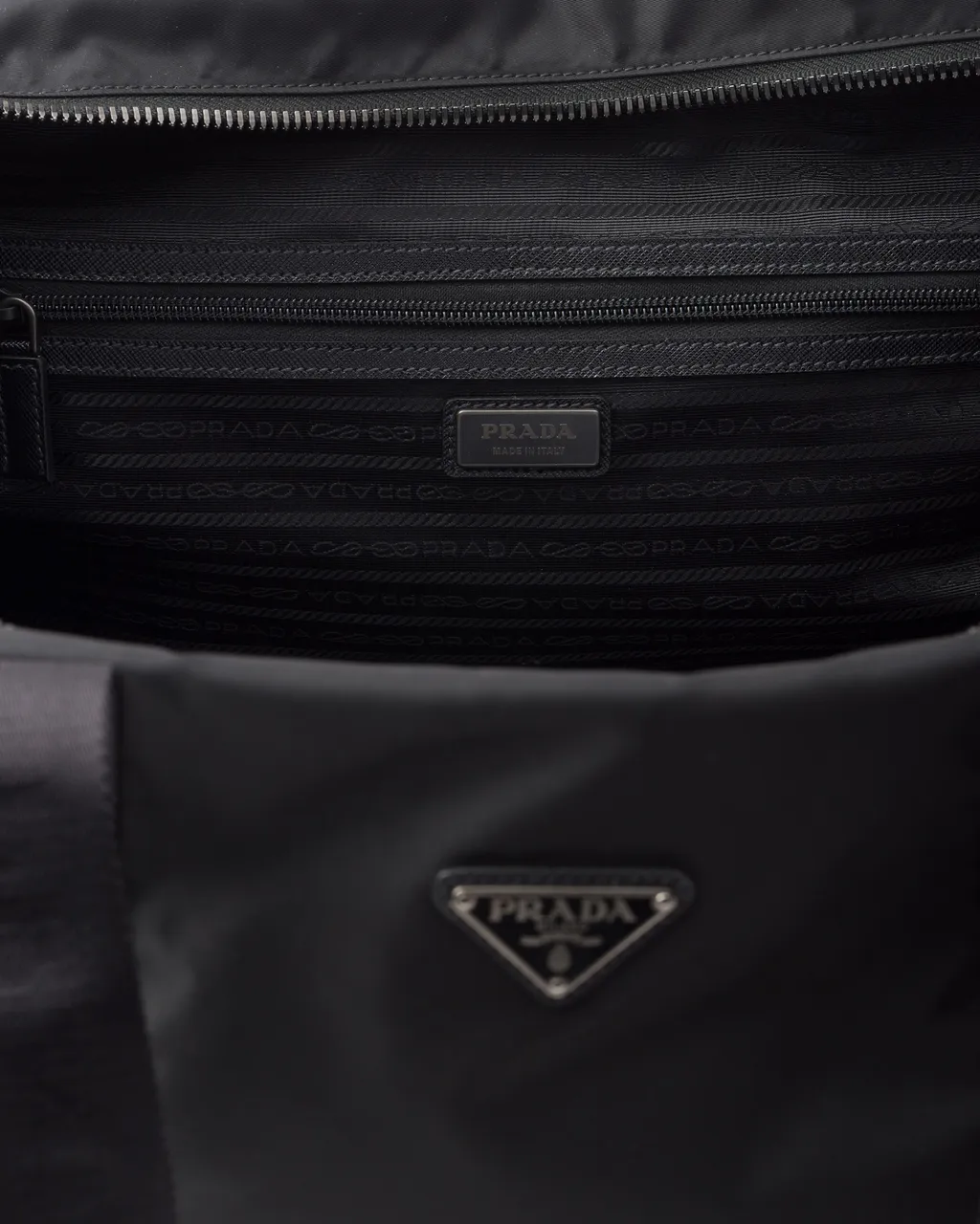 Re-Nylon And Saffiano Leather Trolley