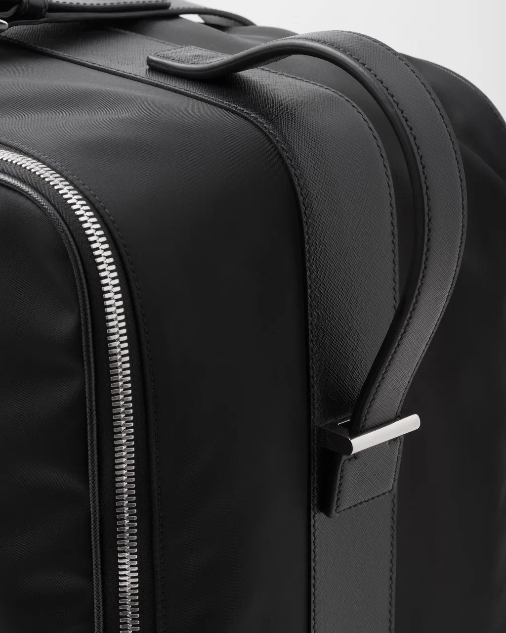 Large Re-Nylon And Saffiano Leather Suitcase