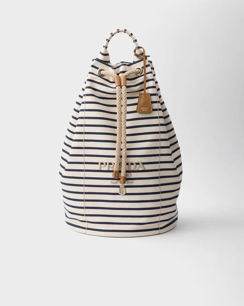 Striped Canvas Drawstring Duffel Bag