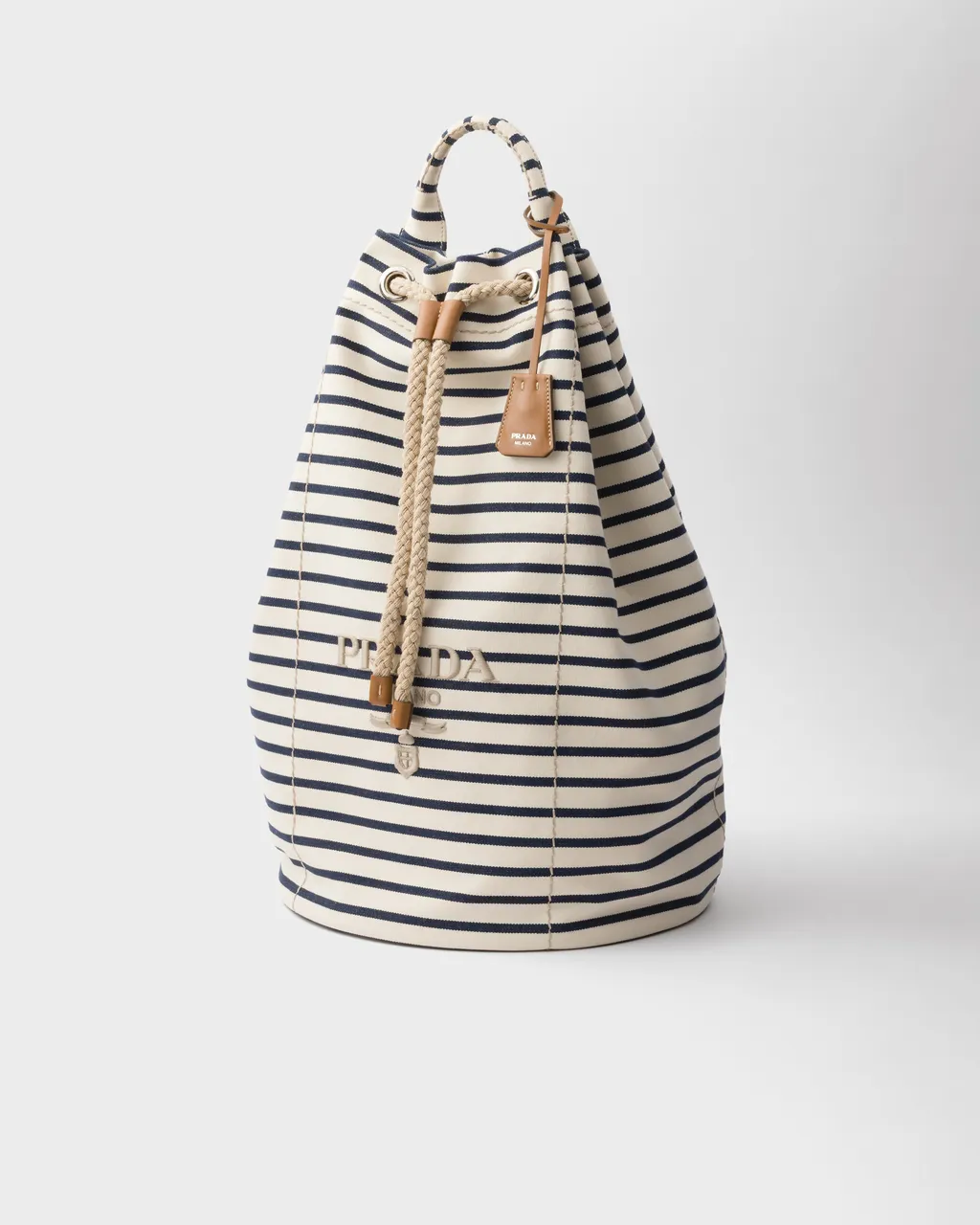 Striped Canvas Drawstring Duffel Bag