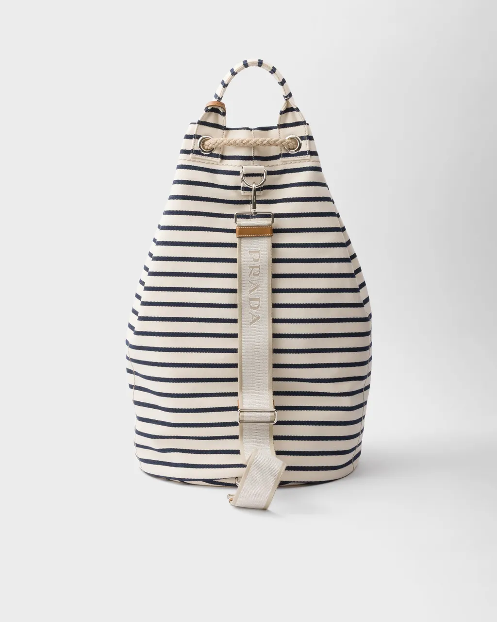 Striped Canvas Drawstring Duffel Bag