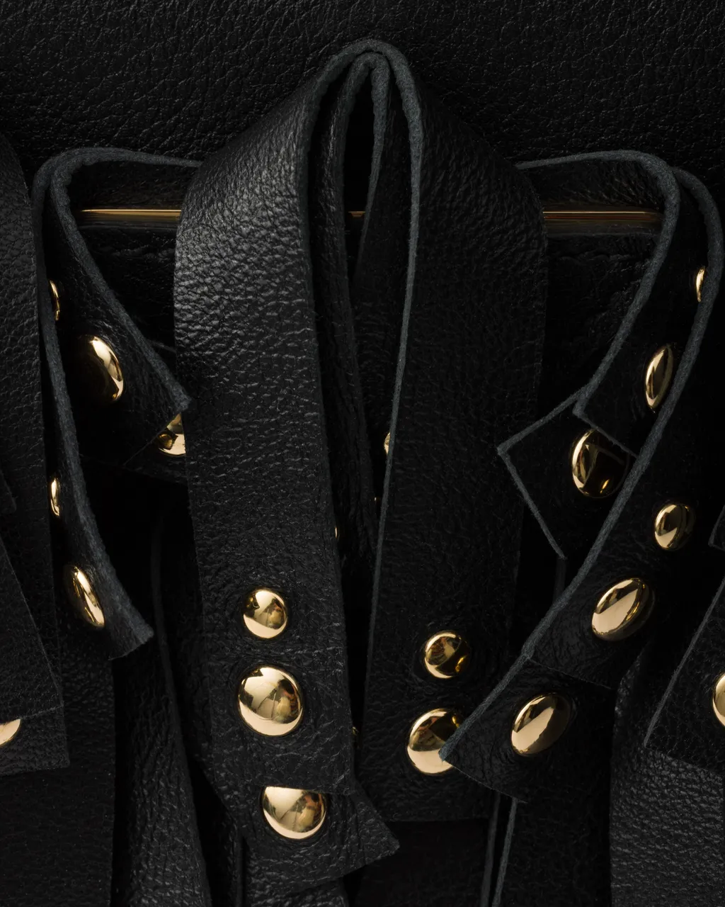 Prada Galleria Medium Nappa Leather Bag With Fringe And Studs