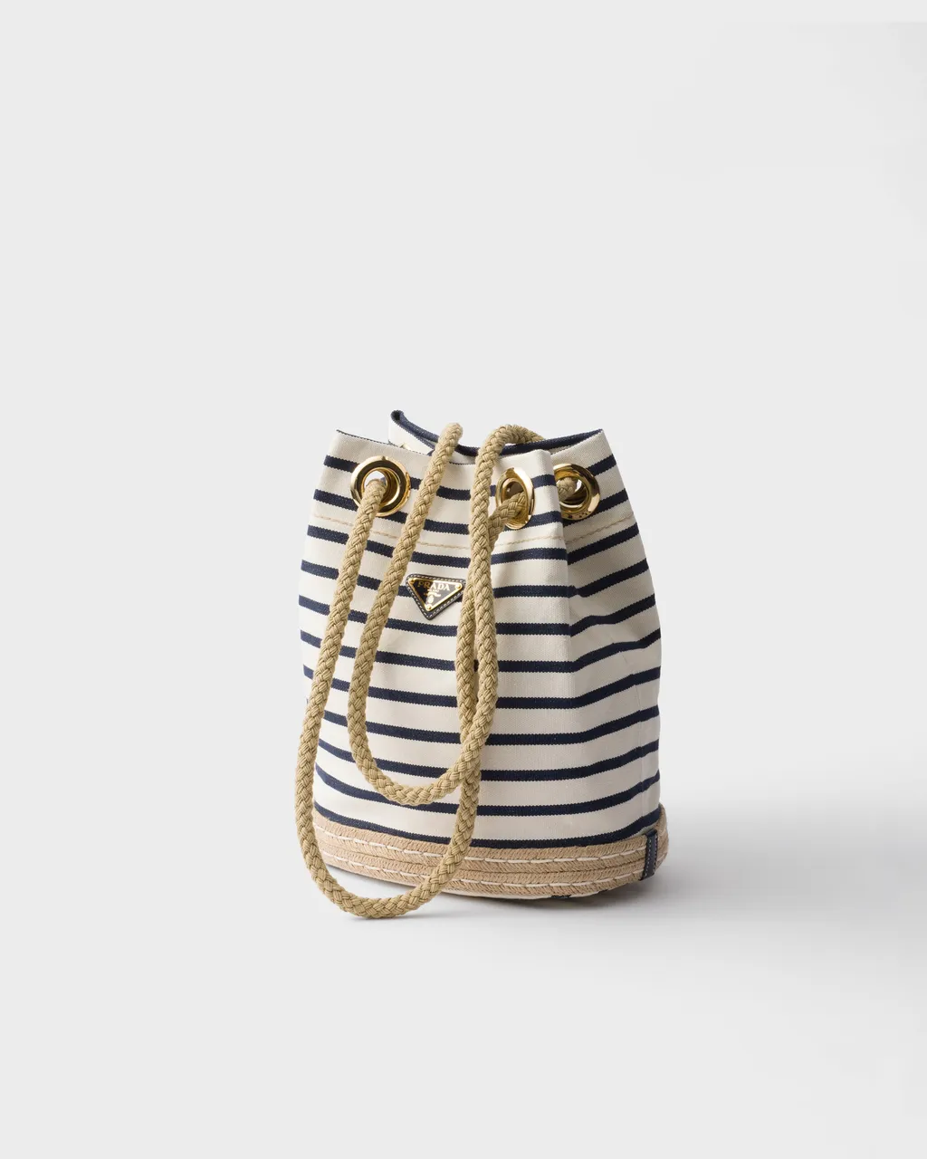 Prada Mariner Small Striped Fabric Bucket Bag