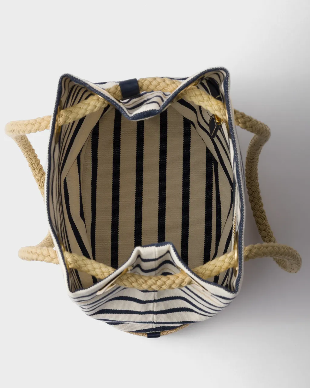 Prada Mariner Small Striped Fabric Bucket Bag