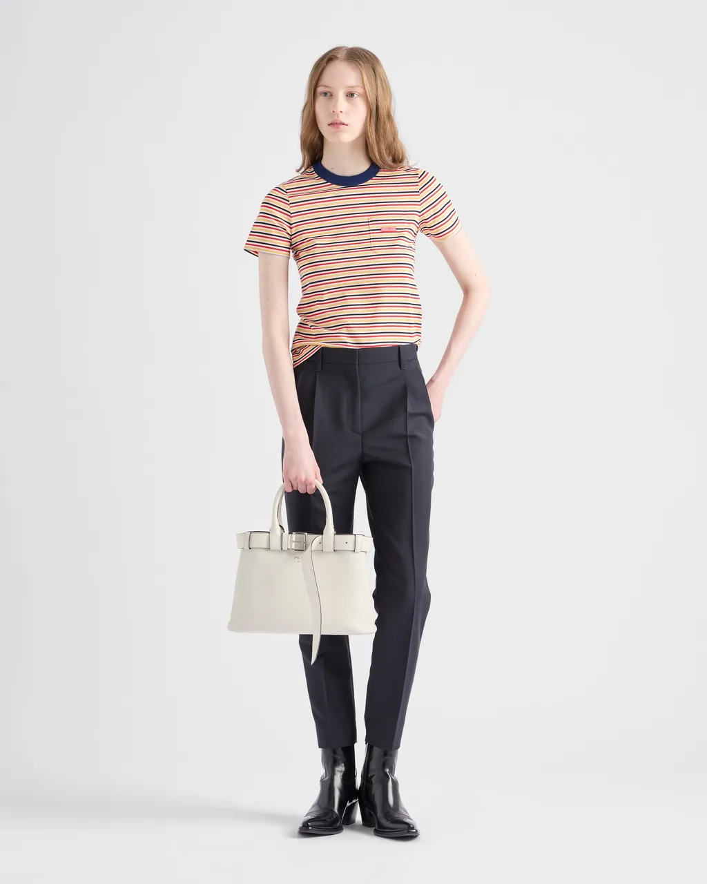 Prada Buckle Small Leather Handbag With Belt