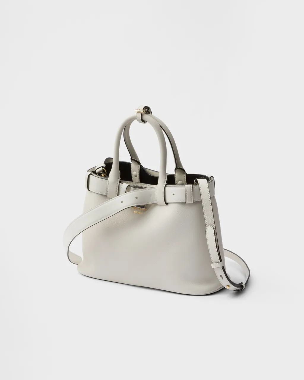 Prada Buckle Small Leather Handbag With Belt