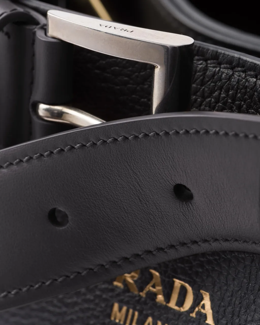 Prada Buckle Small Leather Handbag With Belt