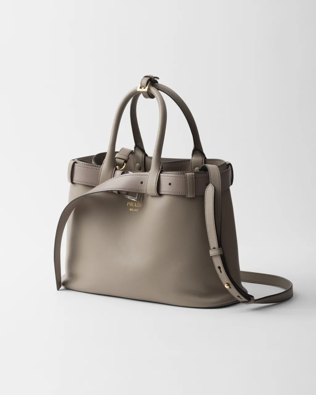 Prada Buckle Small Leather Handbag With Belt