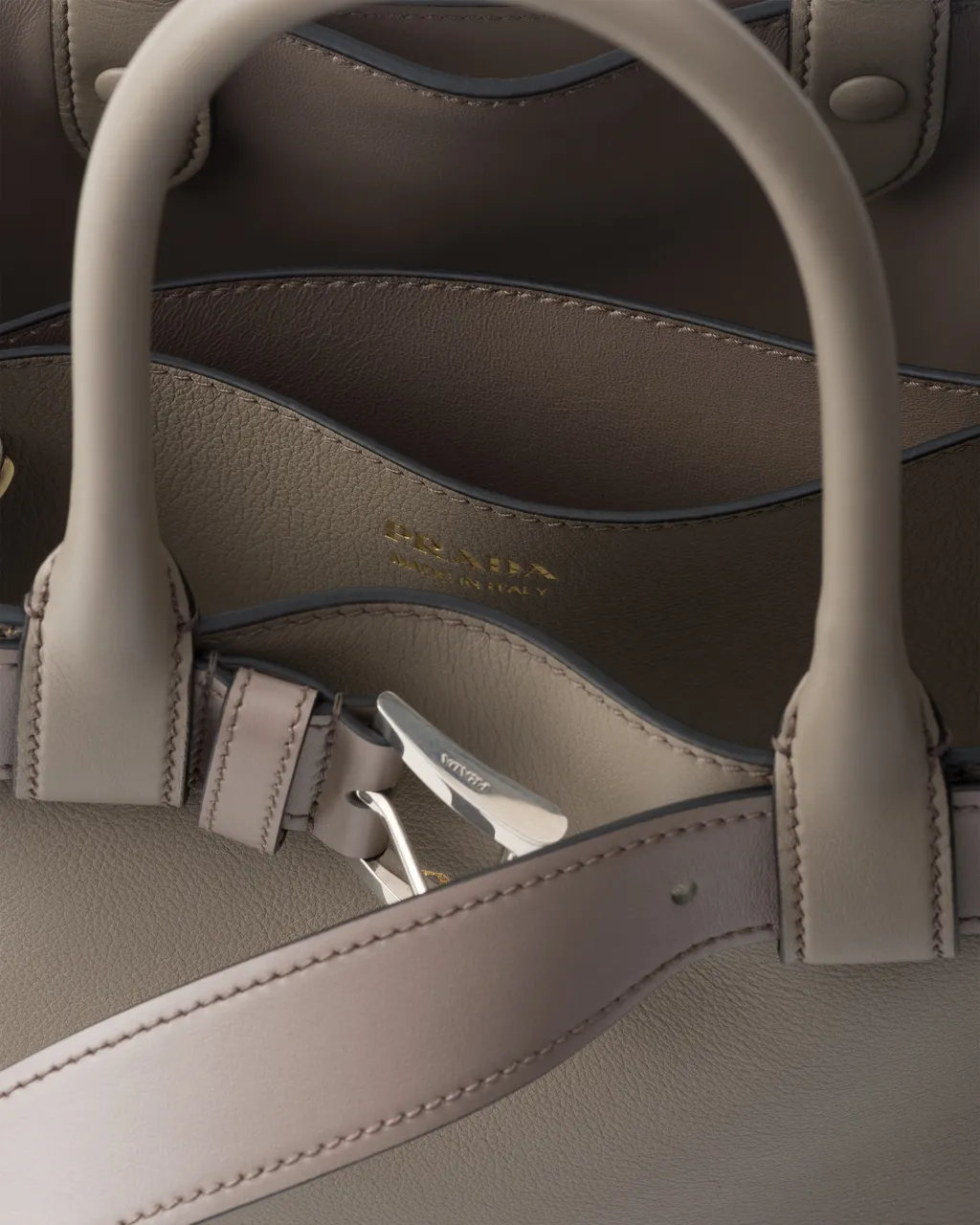 Prada Buckle Small Leather Handbag With Belt