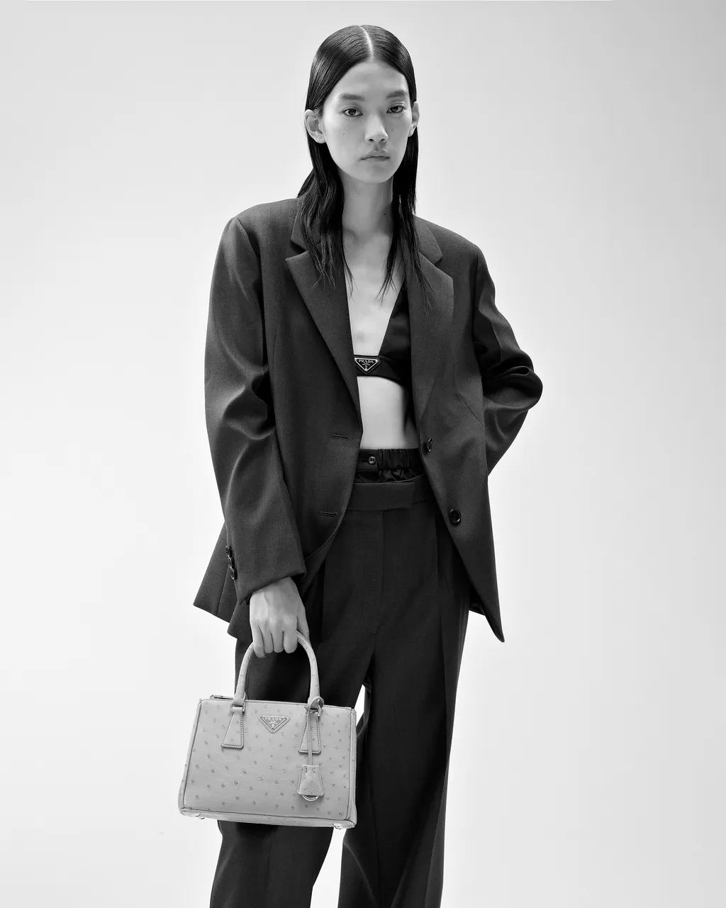 Small Prada Galleria Ostrich Leather Bag