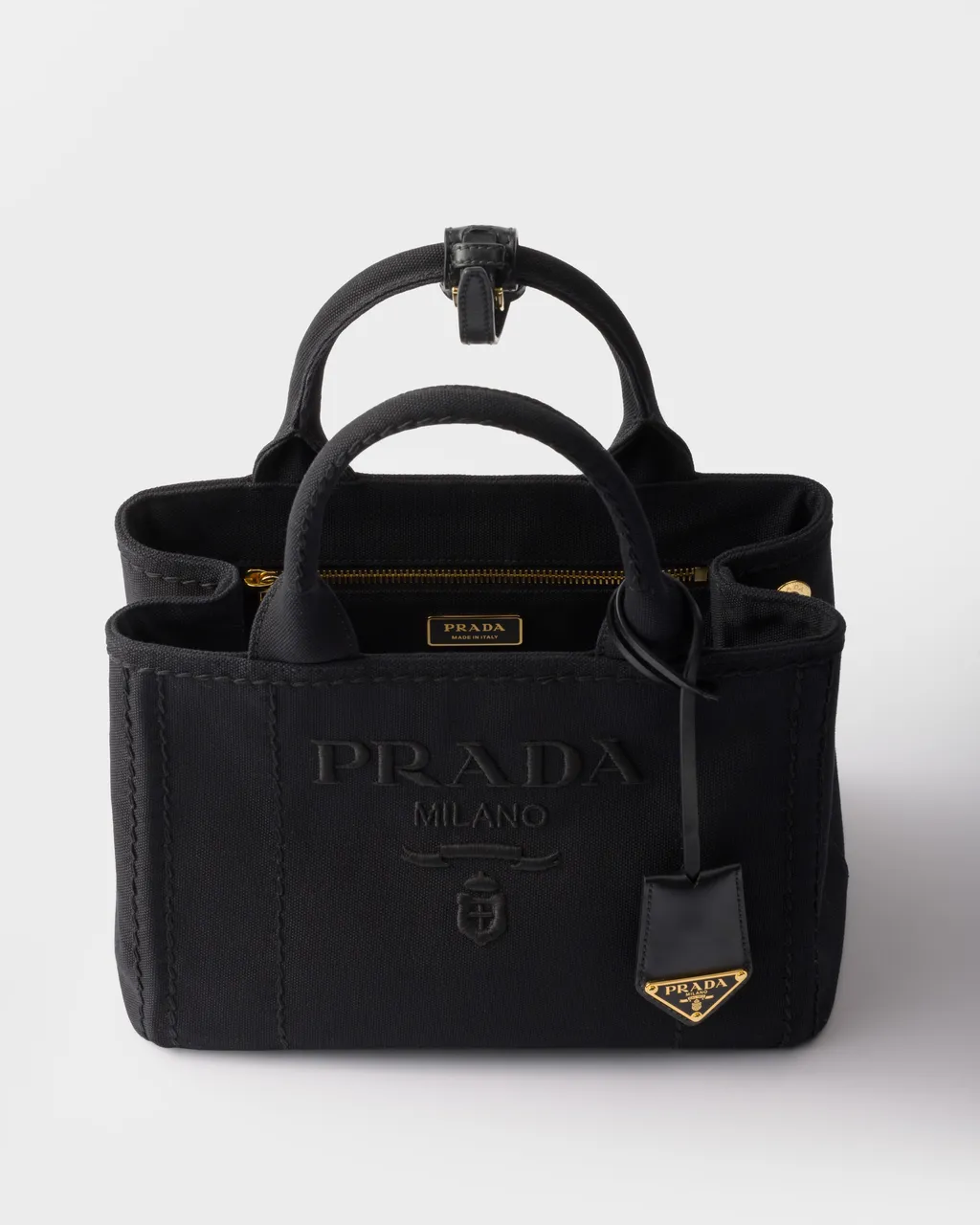Prada JardiniÈRe Small Cotton Canvas Handbag