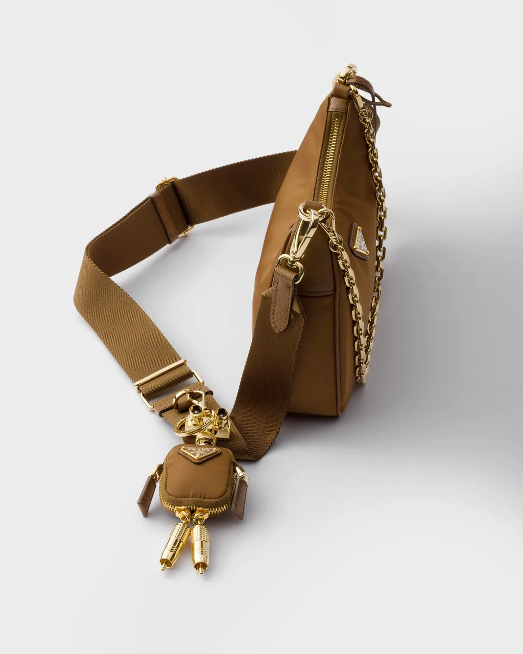 Prada Re-Edition 2005 Re-Nylon And Saffiano Leather Bag With Charm