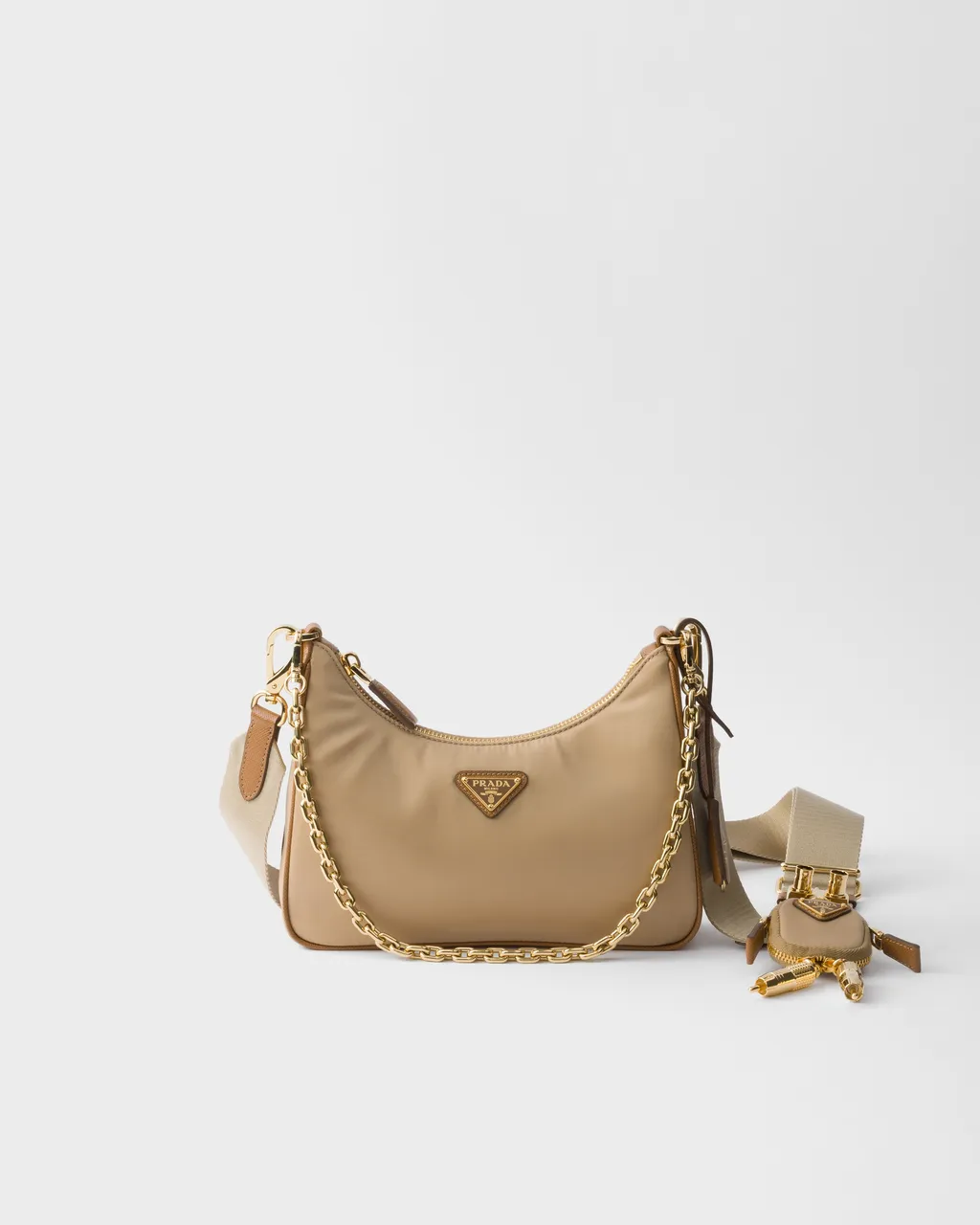 Prada Re-Edition 2005 Re-Nylon And Saffiano Leather Bag With Charm