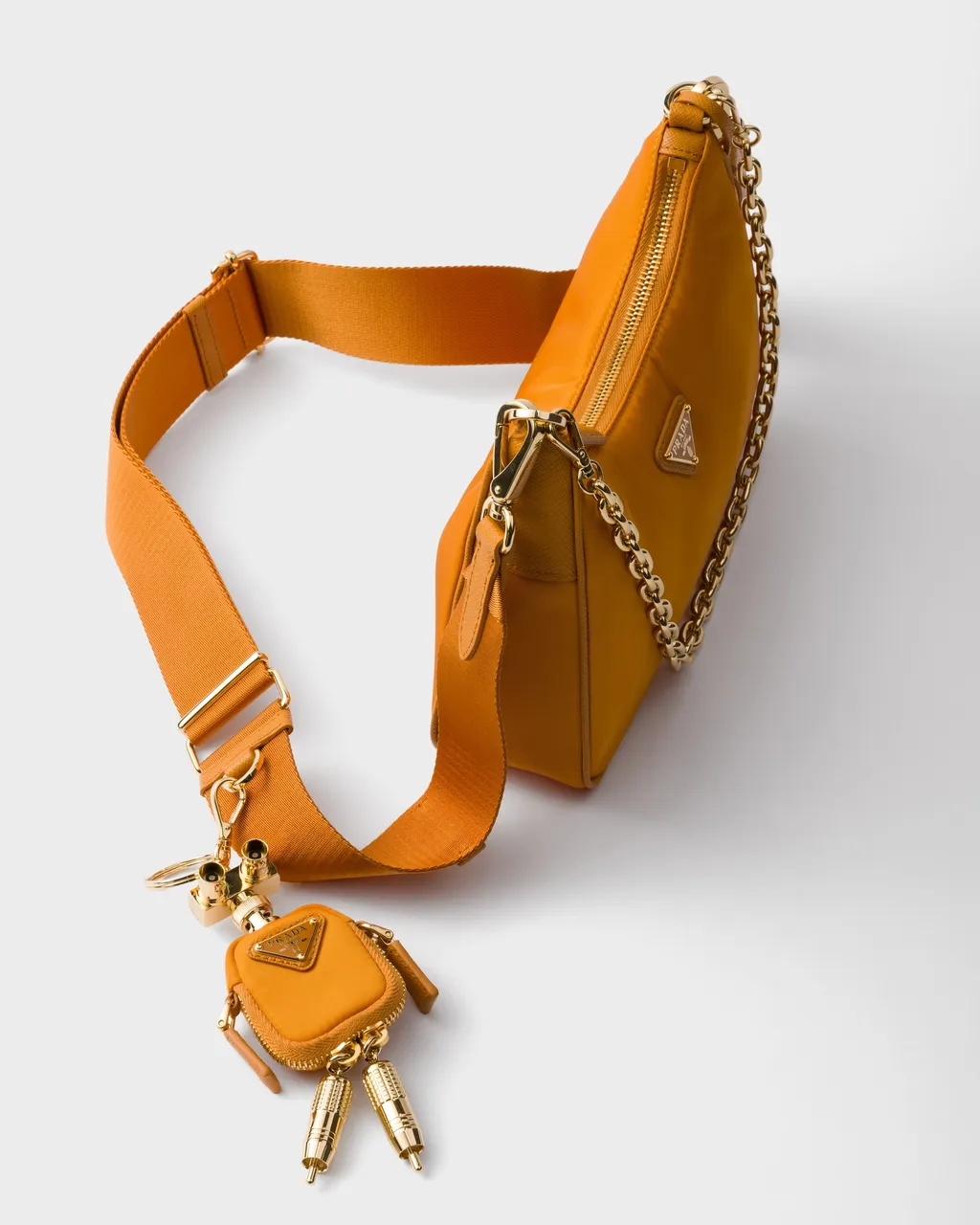 Prada Re-Edition 2005 Re-Nylon And Saffiano Leather Bag With Charm