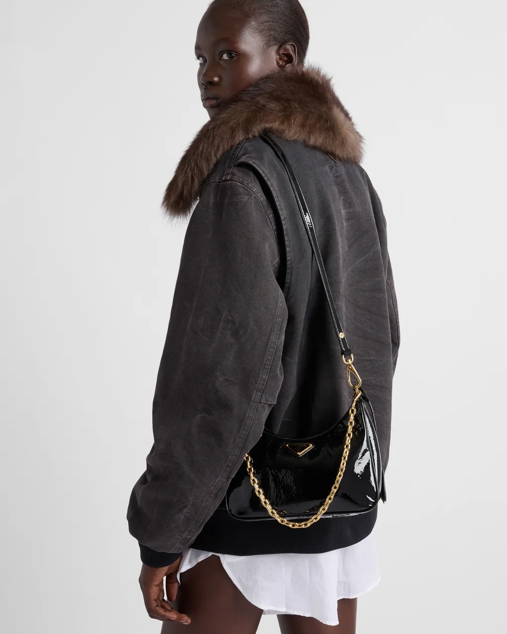 Prada Re-Edition Naplak Patent Leather Mini-Bag