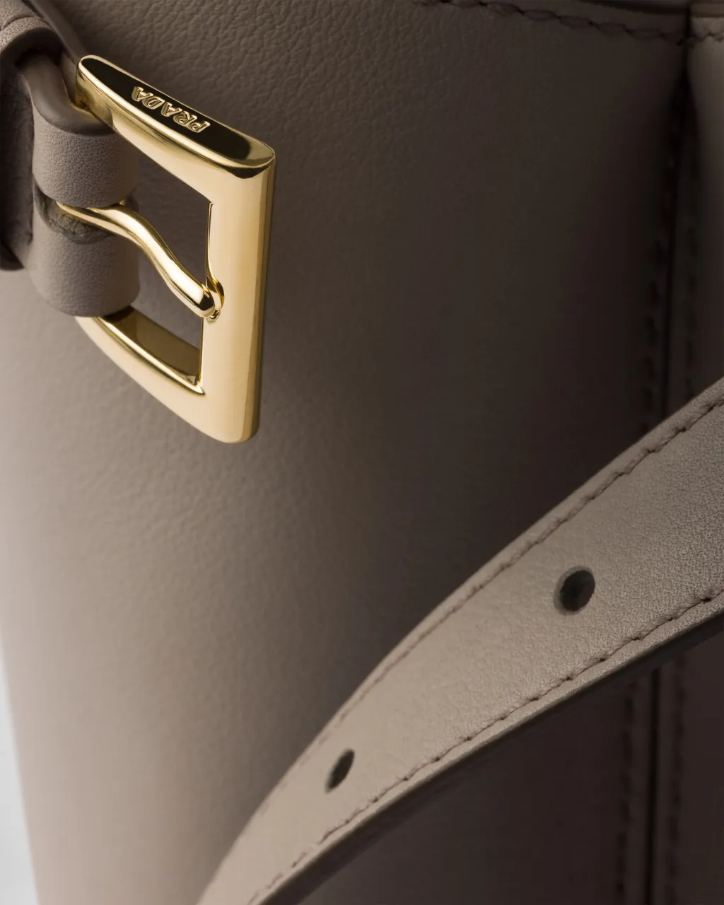 Prada Buckle Medium Leather Handbag With Double Belt
